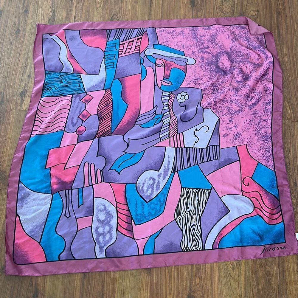 Picasso pink and purple large silk scarf